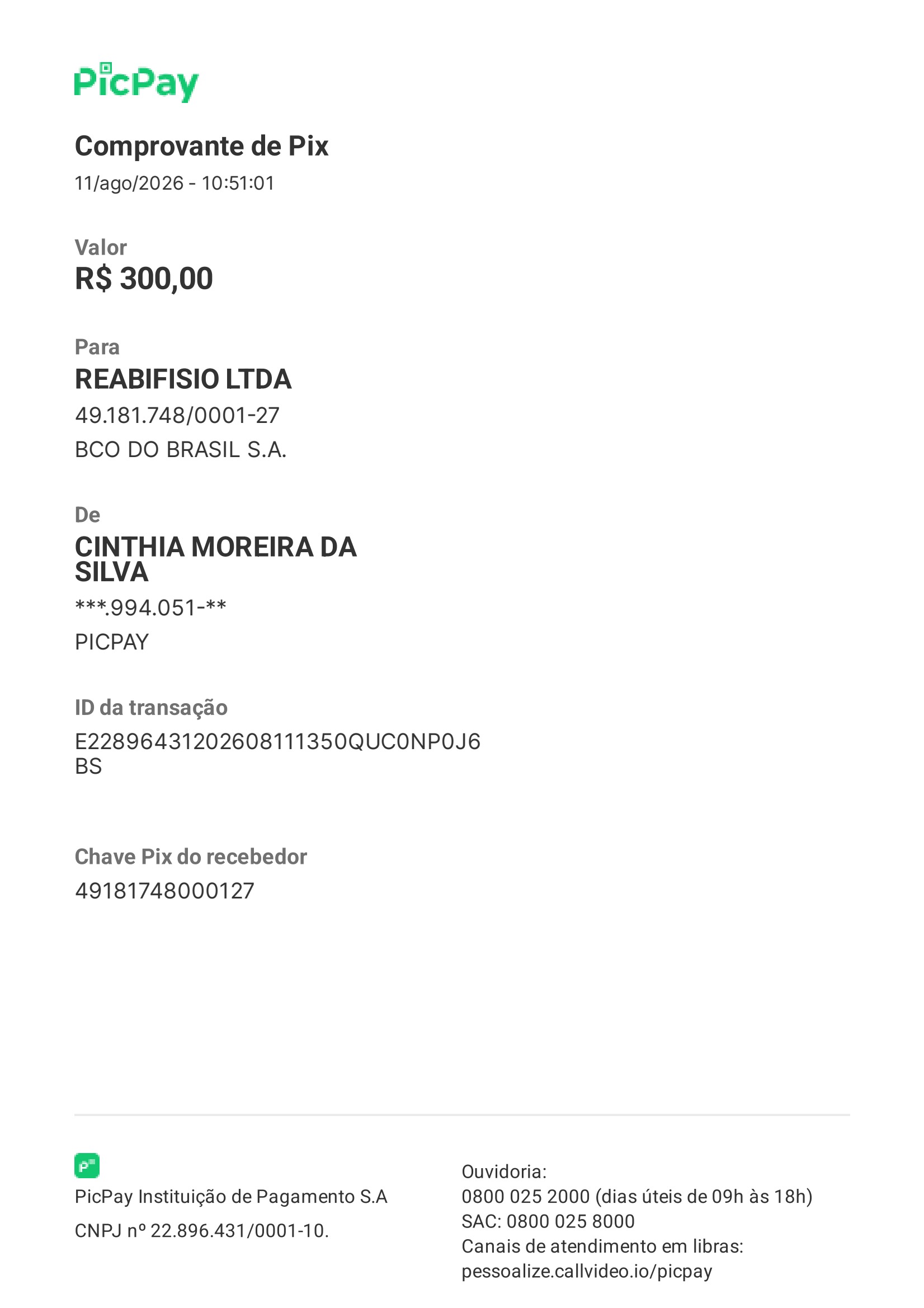 Comprovante PIX