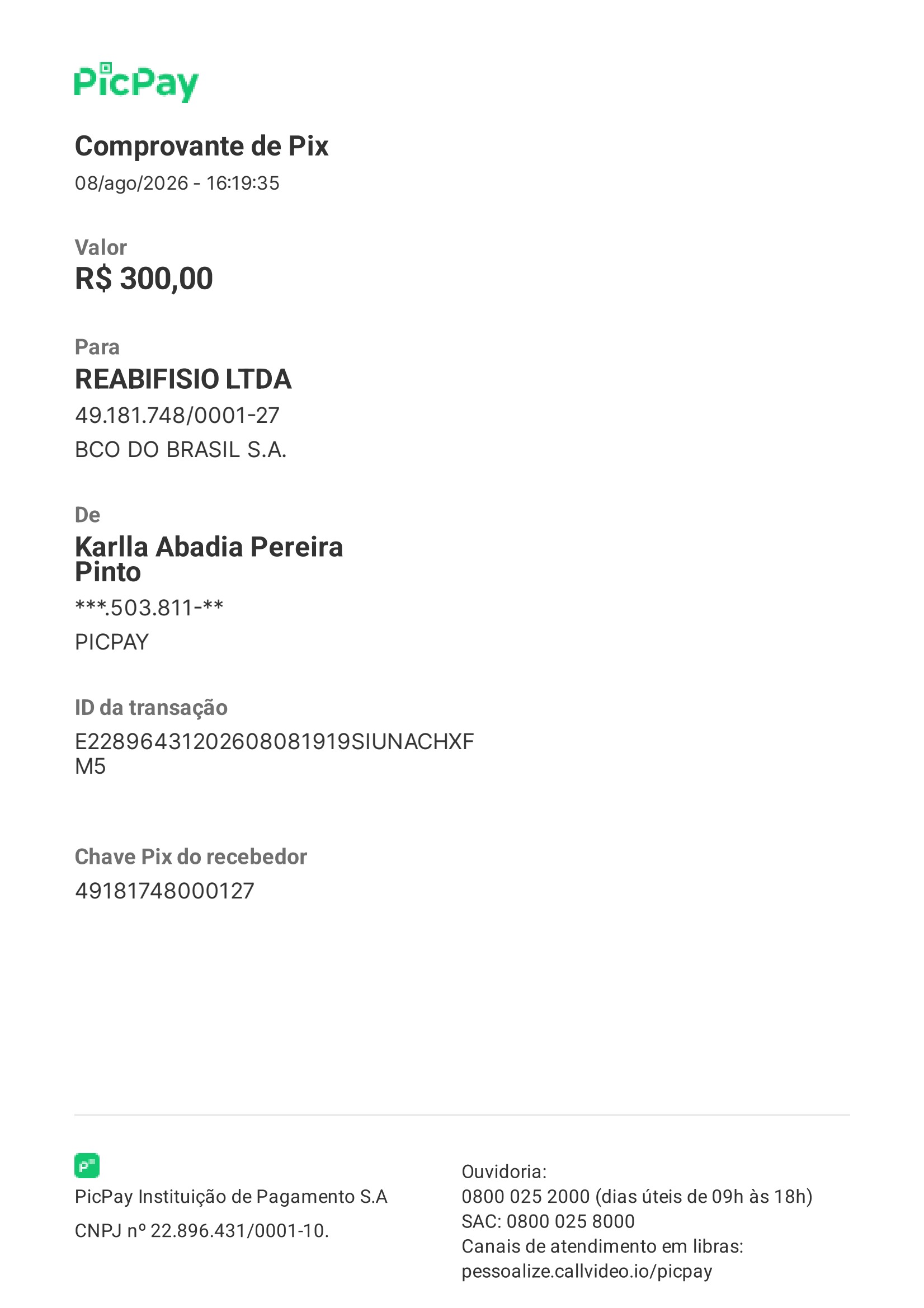 Comprovante PIX