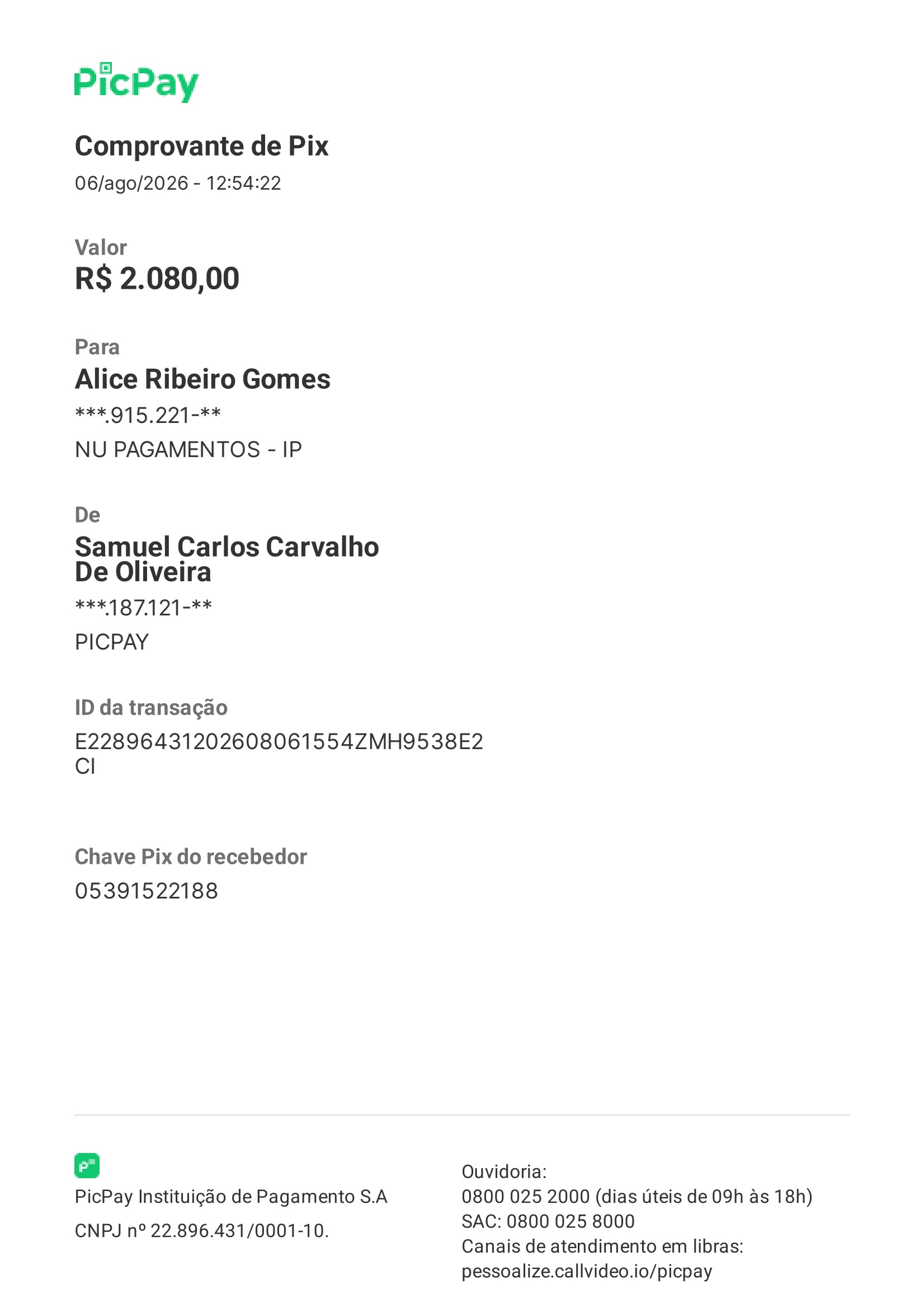 Comprovante PIX
