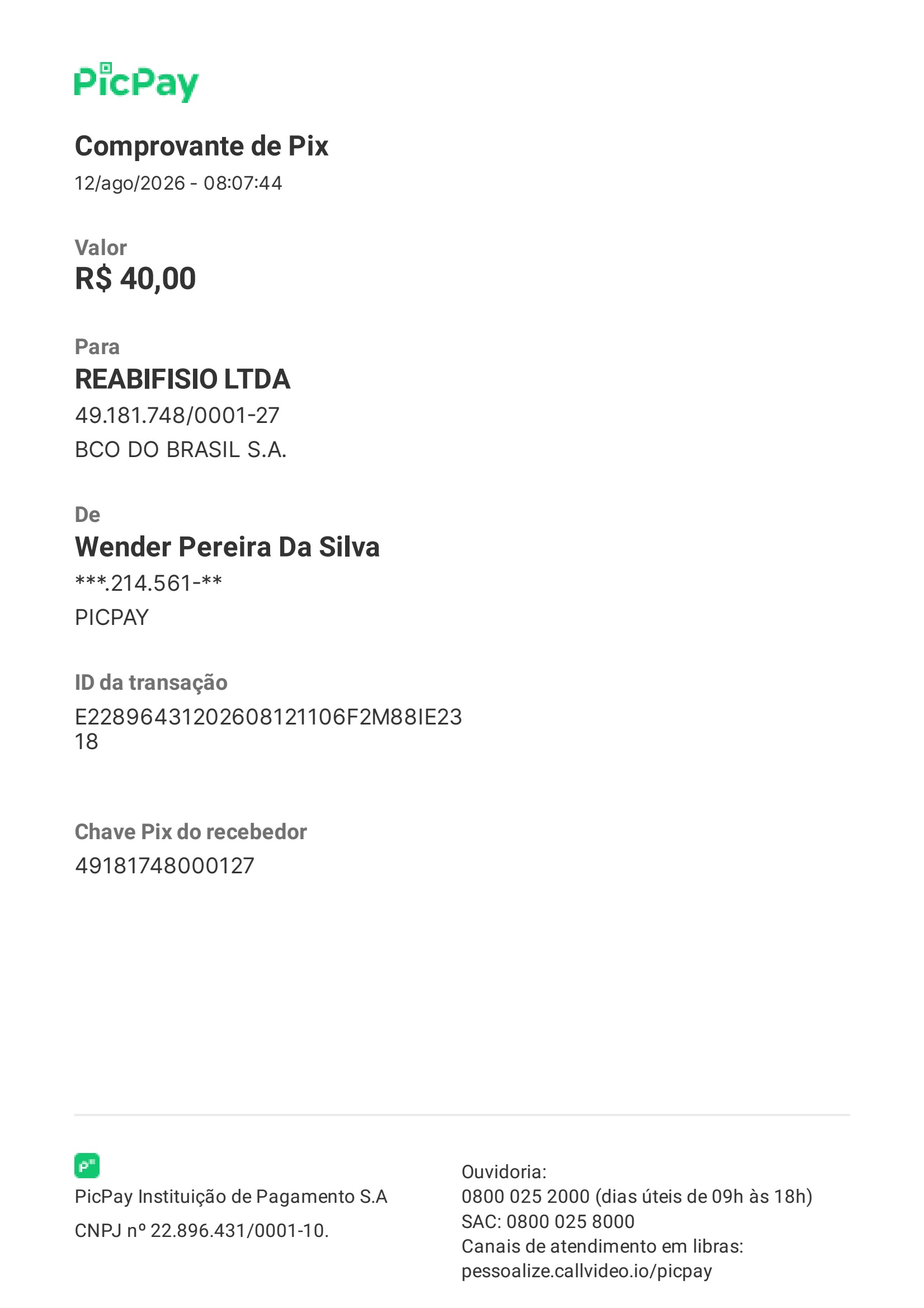 Comprovante PIX