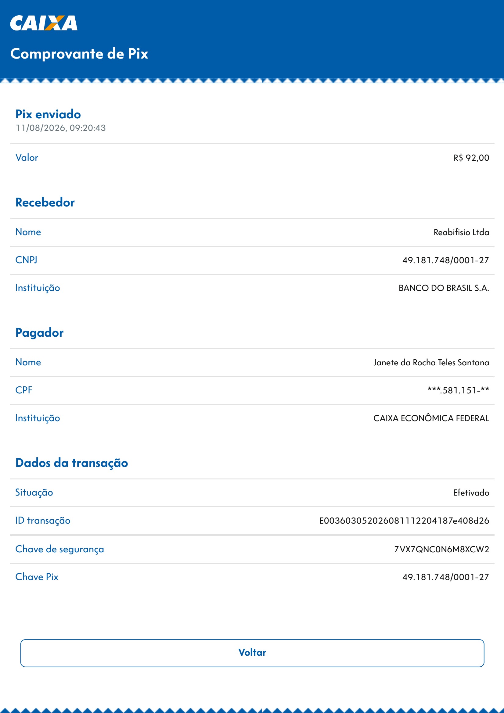 Comprovante PIX
