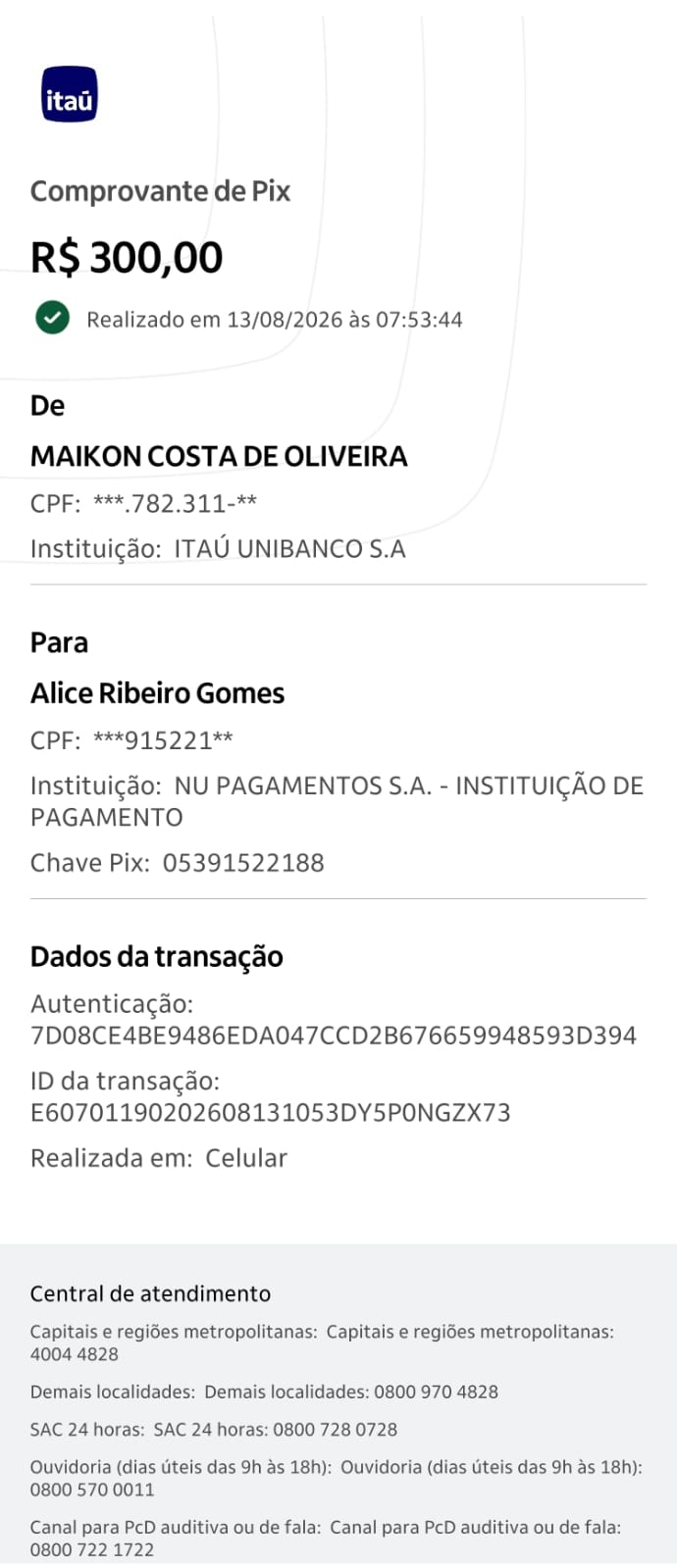 Comprovante PIX