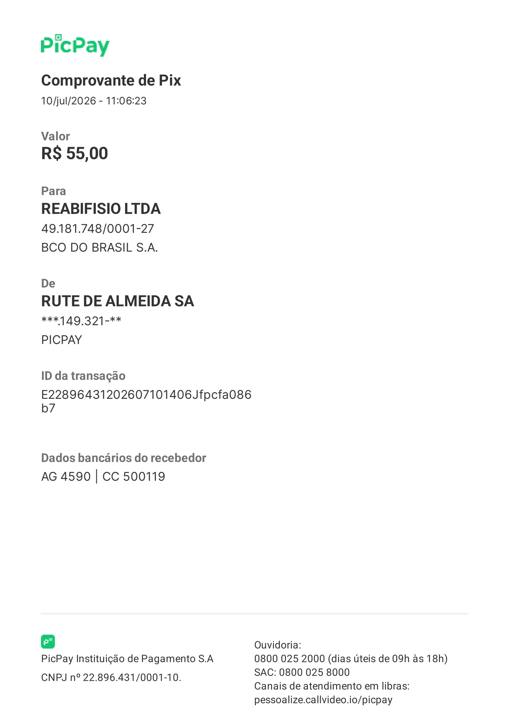 Comprovante PIX