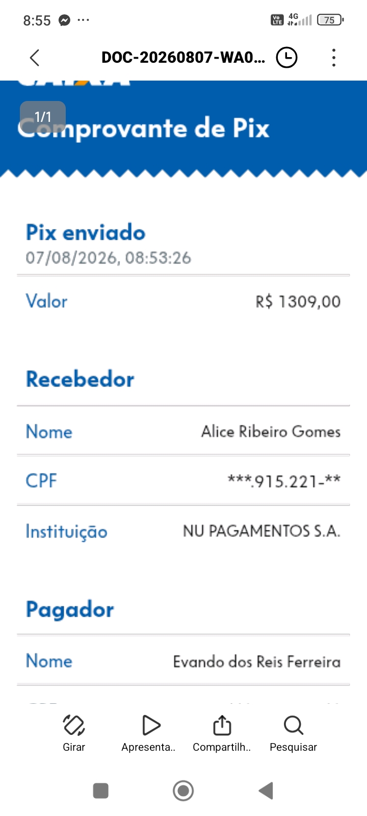 Comprovante PIX