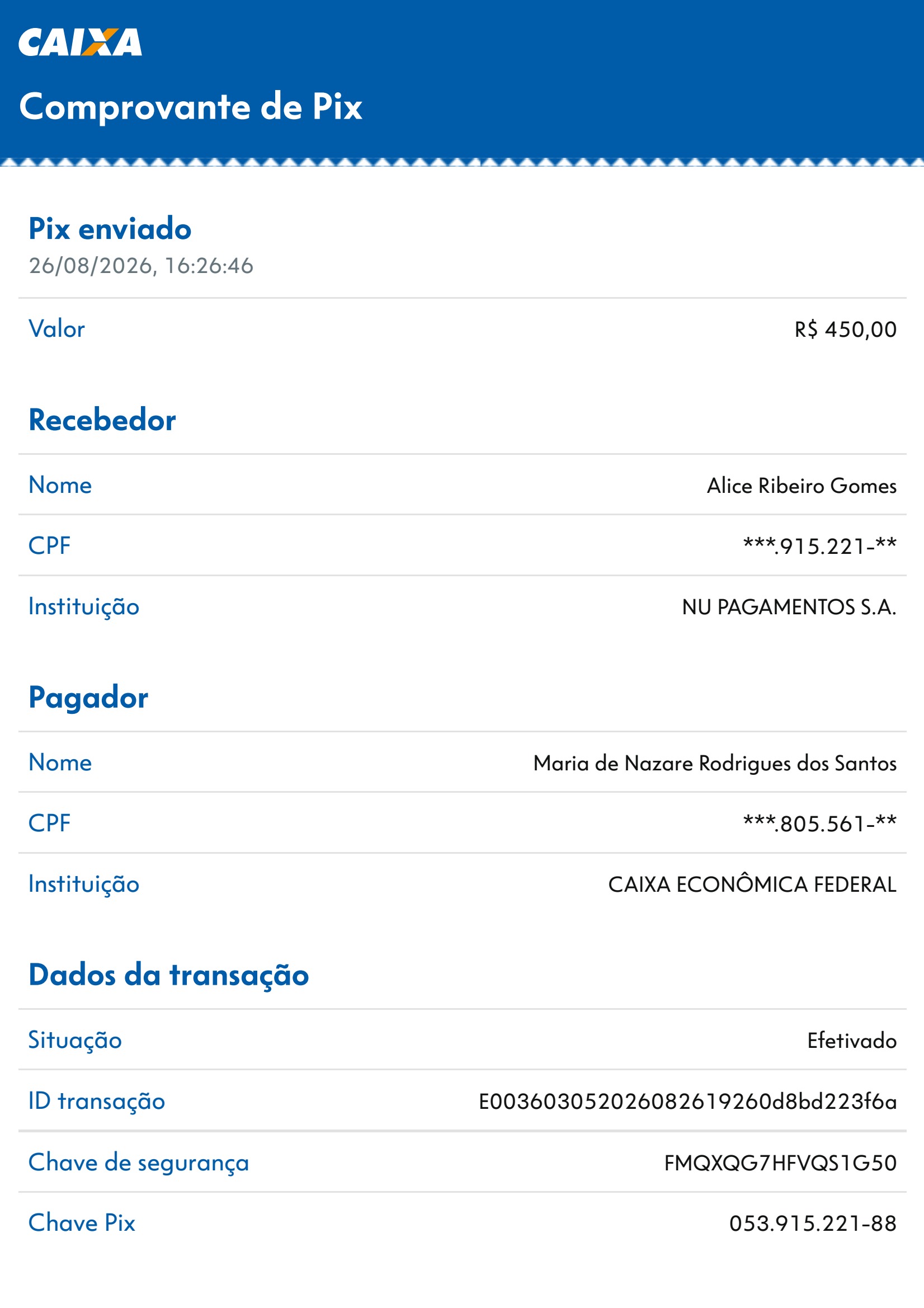 Comprovante PIX