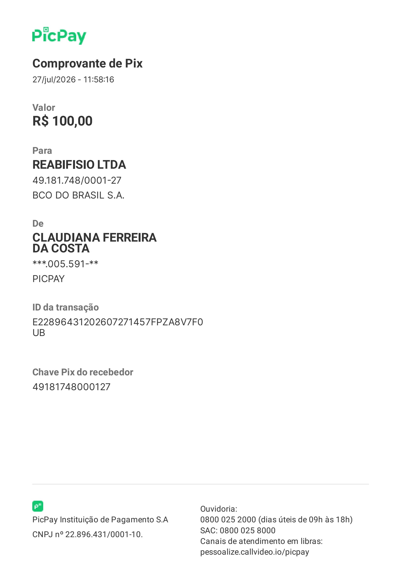 Comprovante PIX