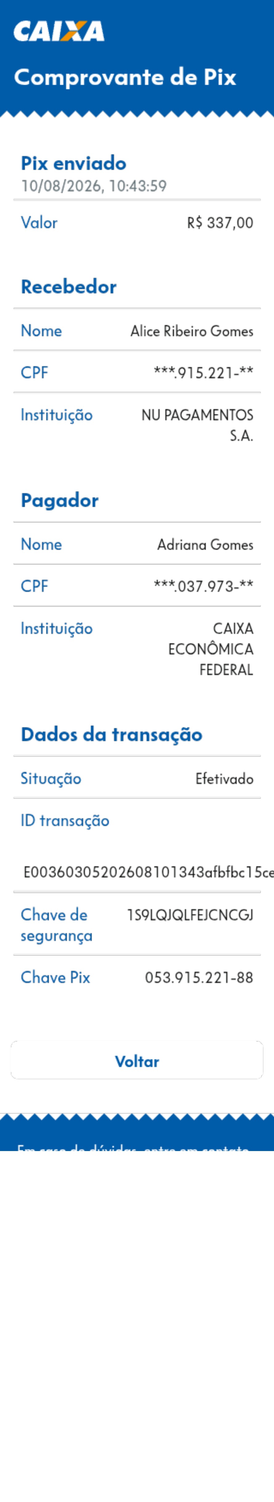 Comprovante PIX