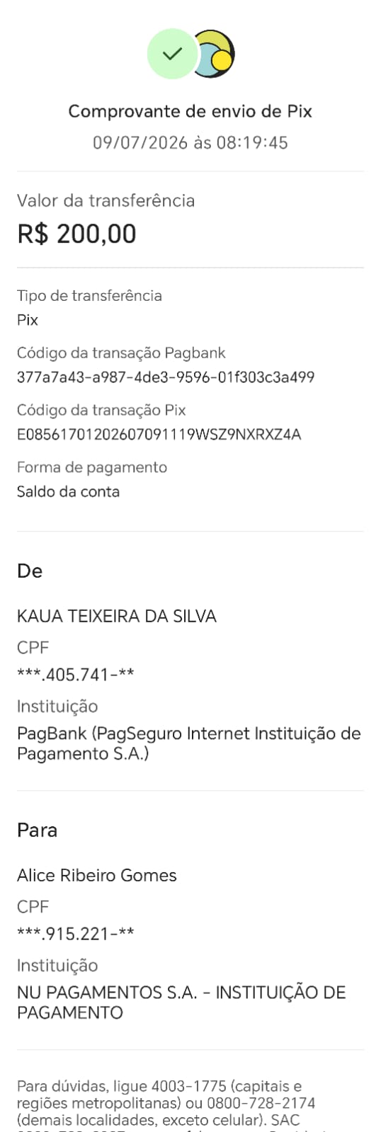 Comprovante PIX