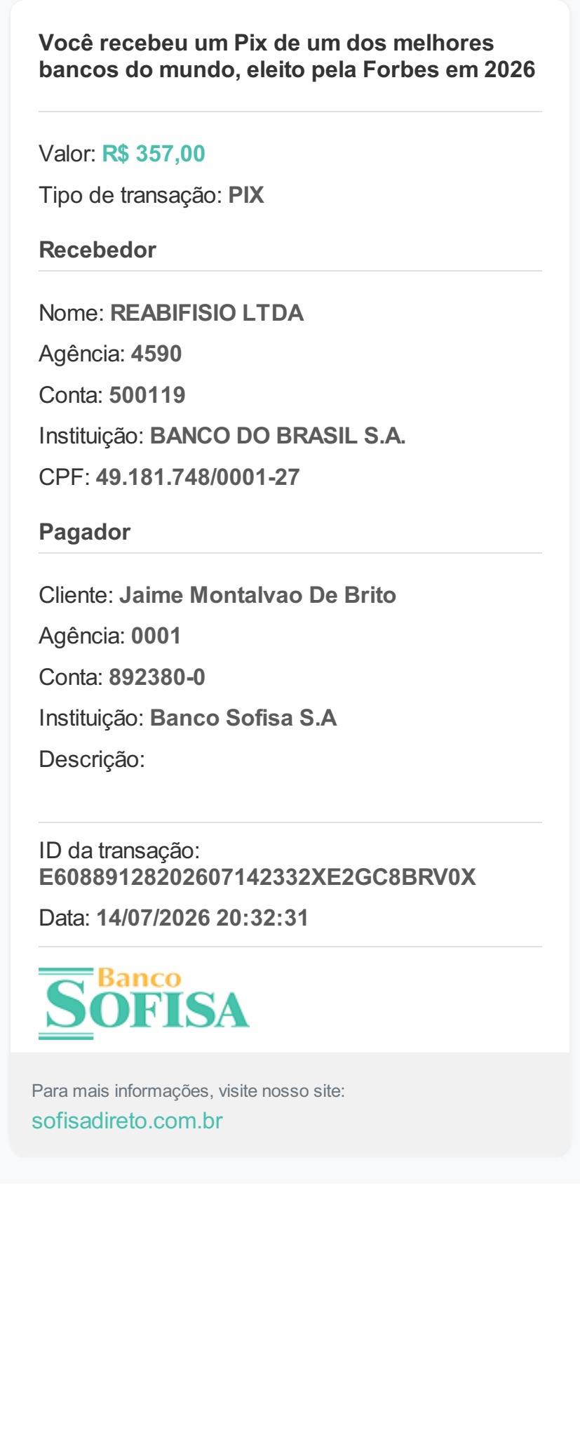 Comprovante PIX