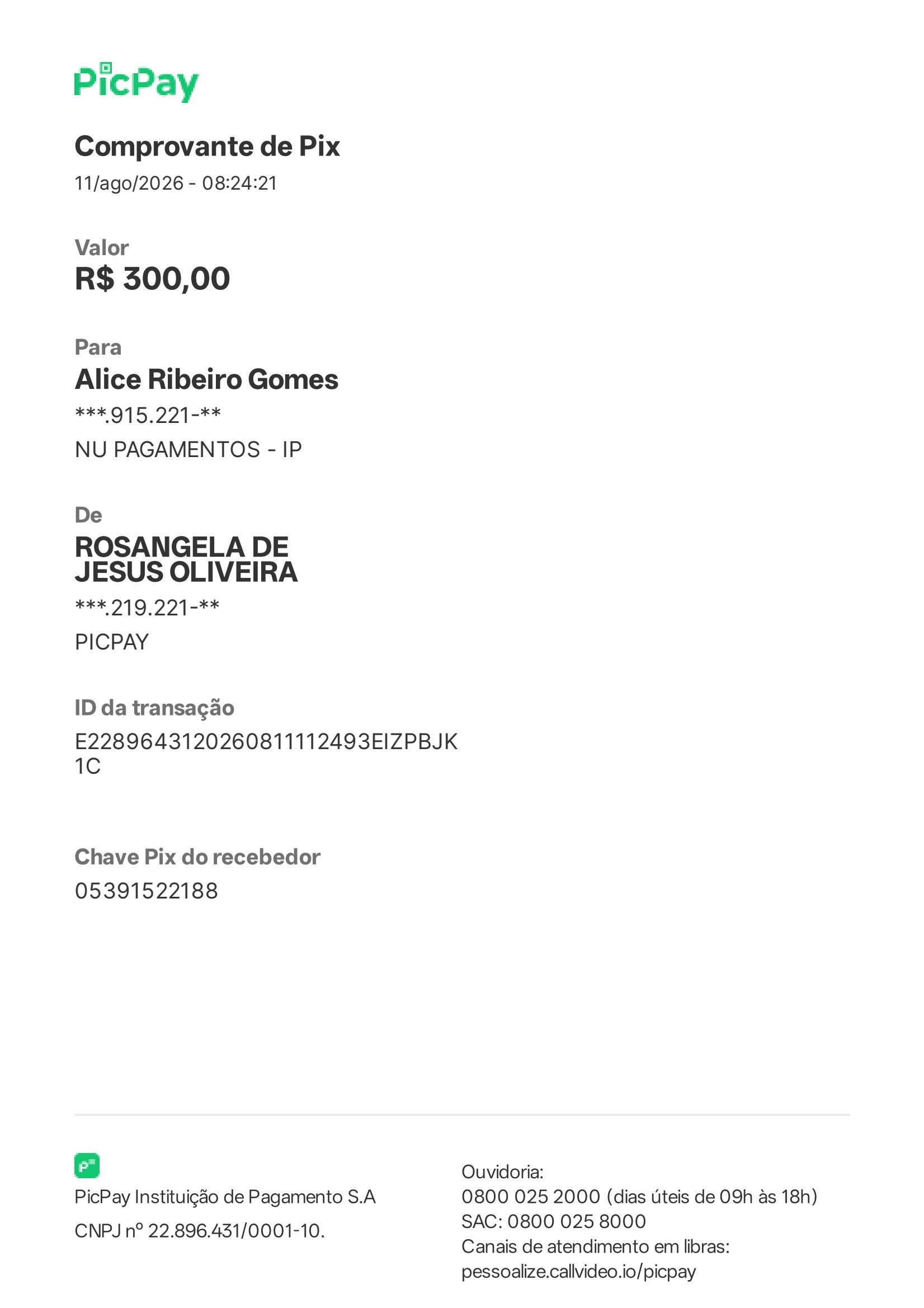 Comprovante PIX