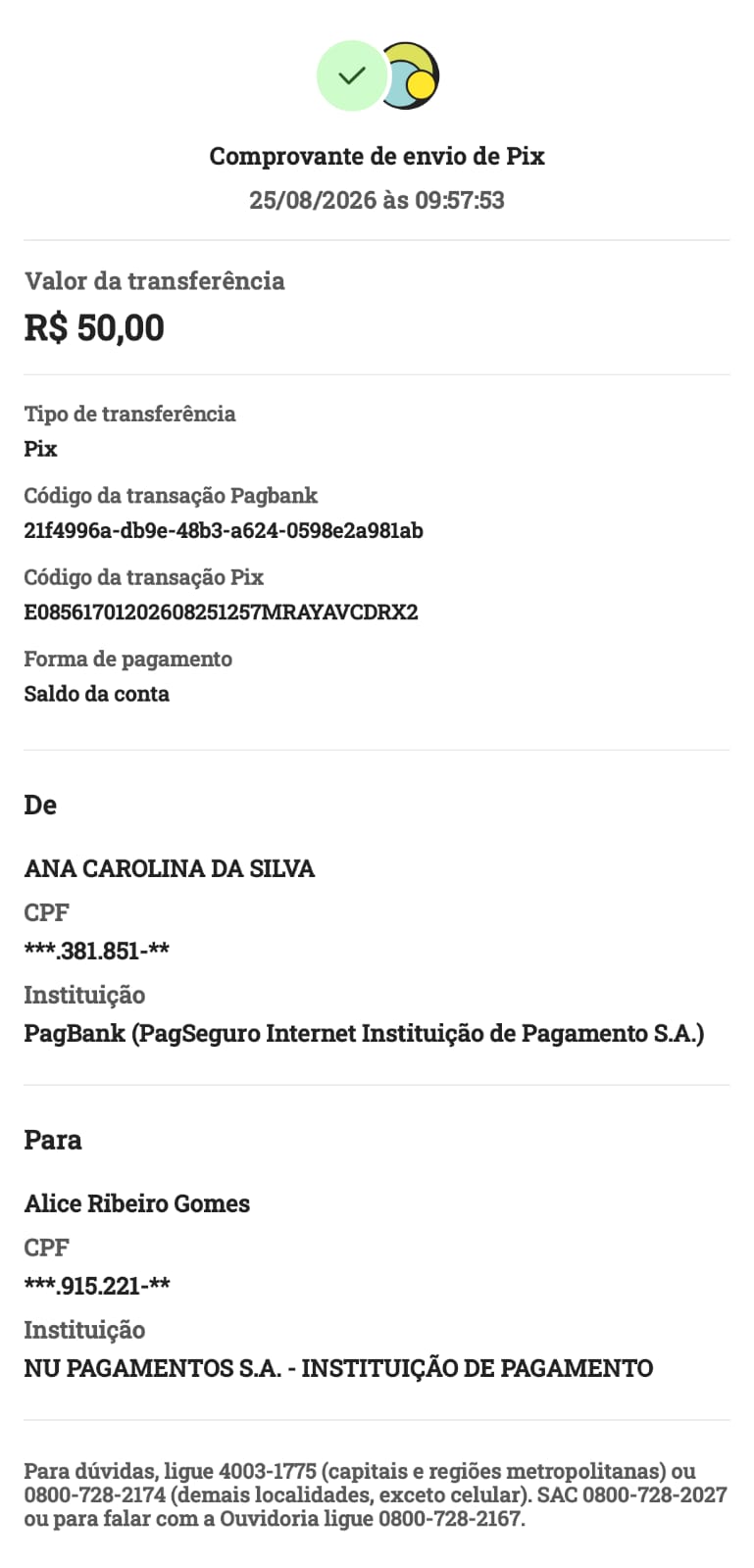 Comprovante PIX