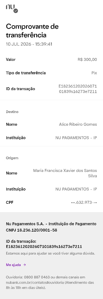 Comprovante PIX