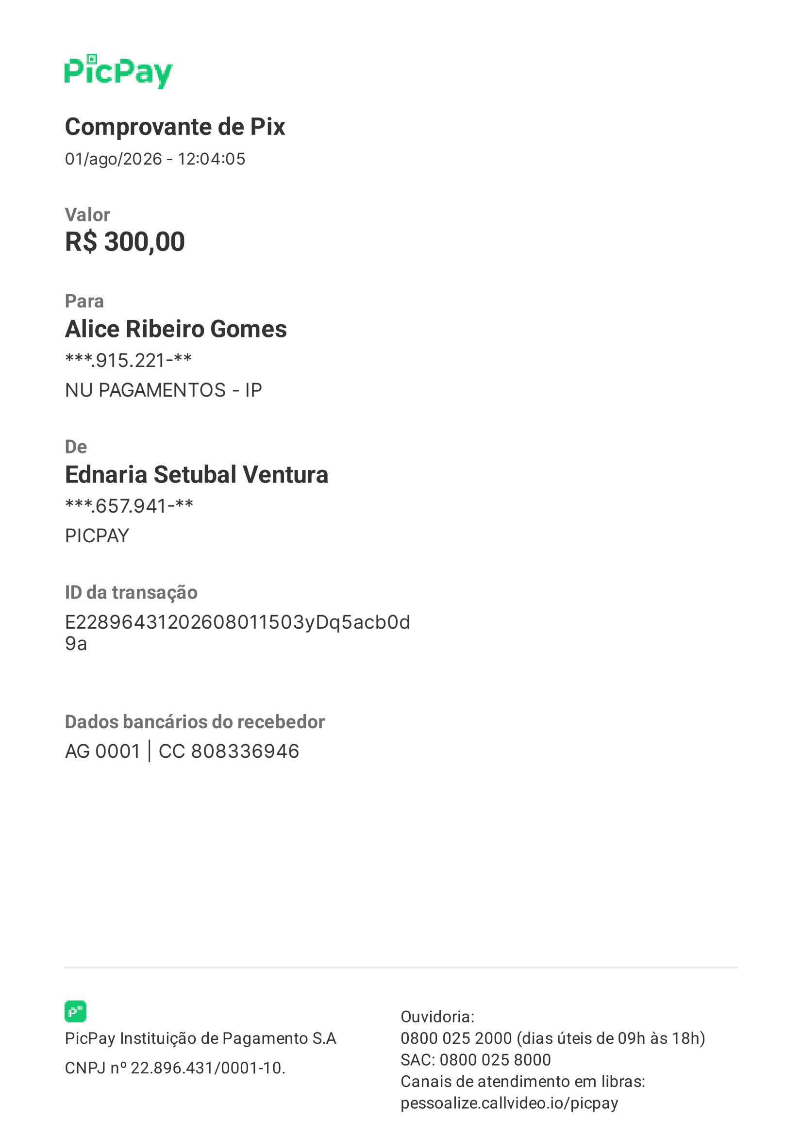 Comprovante PIX