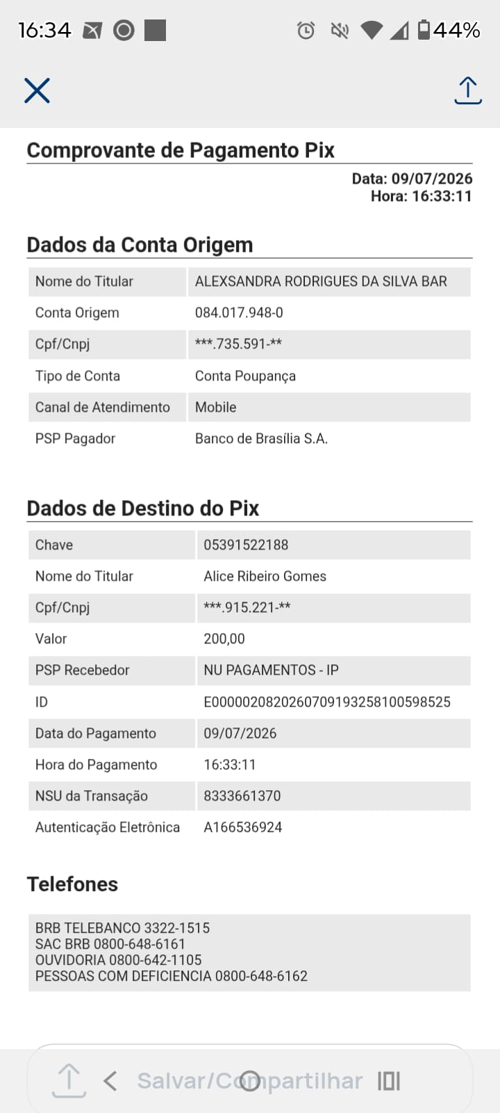 Comprovante PIX