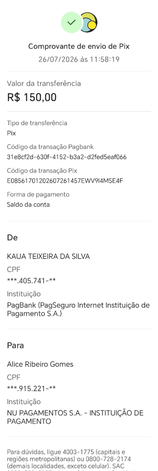 Comprovante PIX