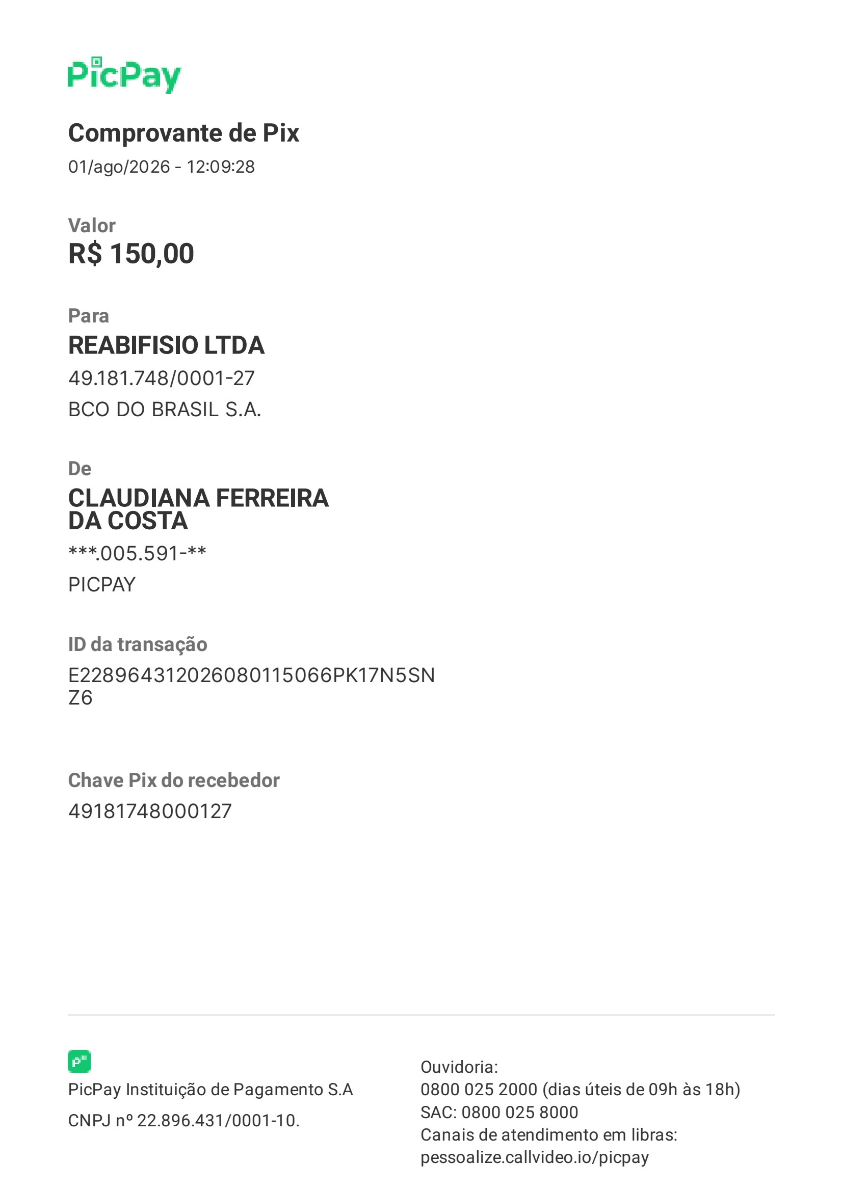 Comprovante PIX