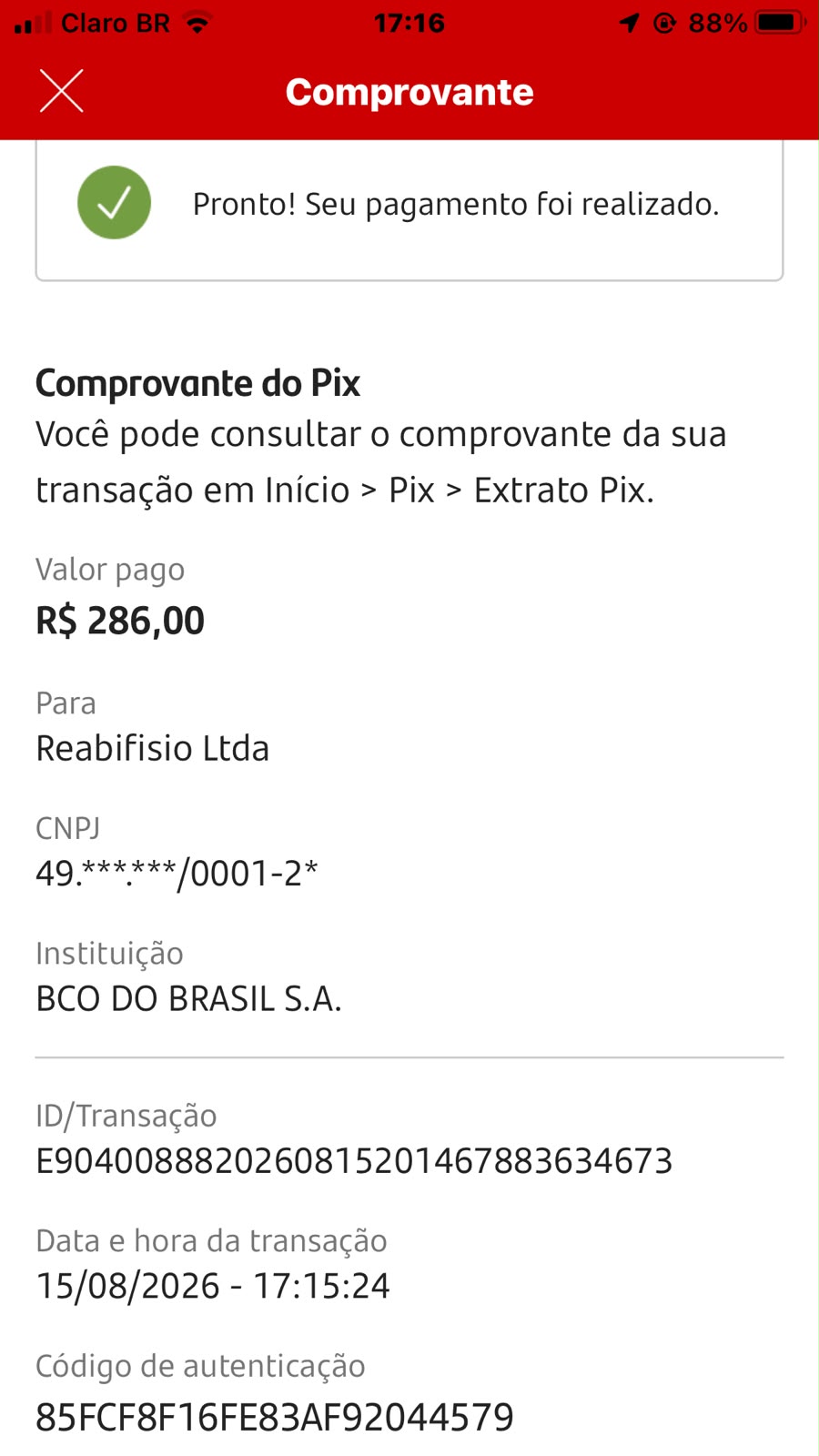 Comprovante PIX