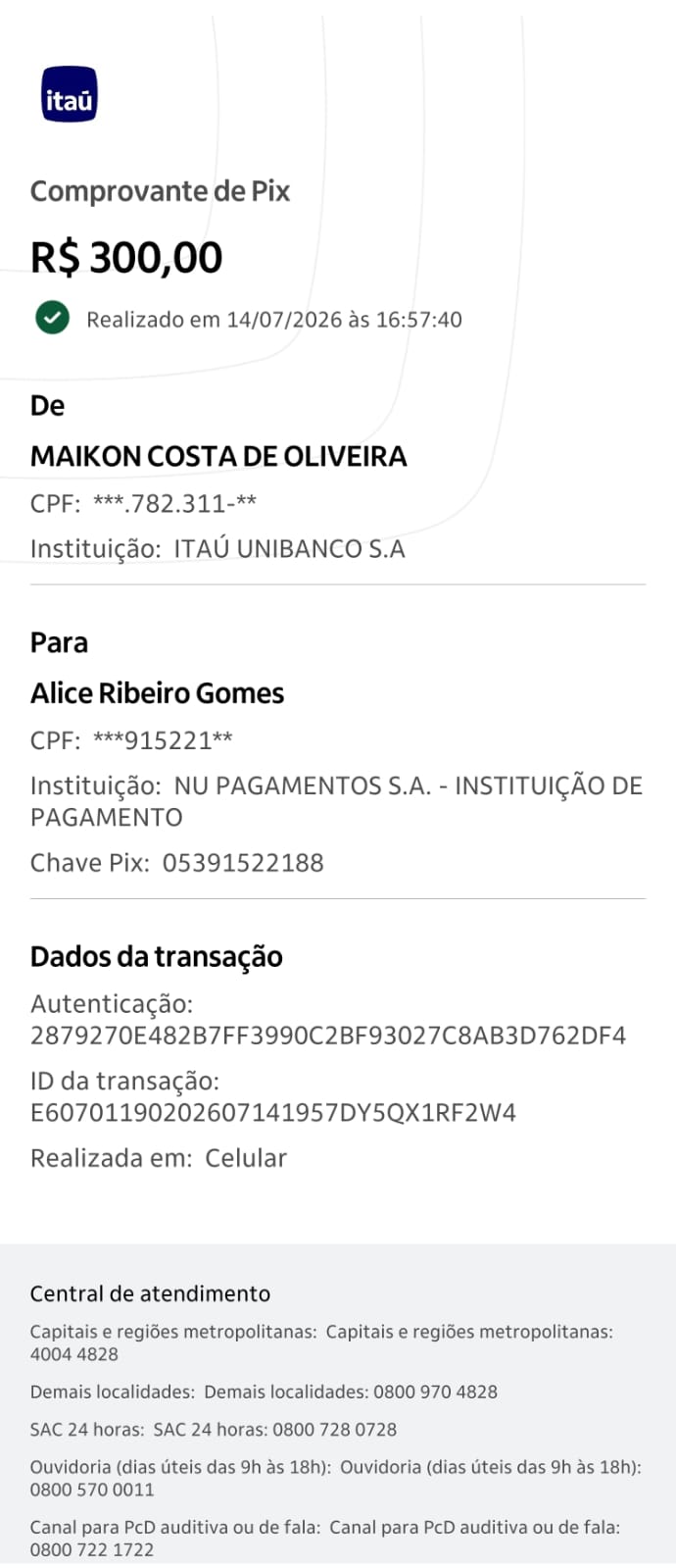Comprovante PIX