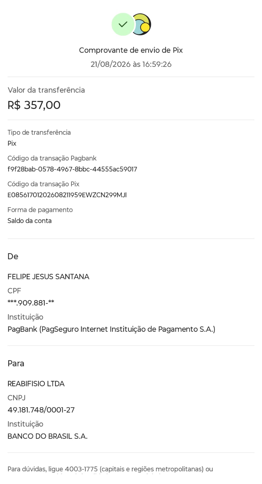 Comprovante PIX